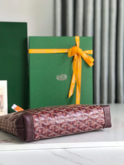 BOLSA CONTI 24 EN PIEL DE CORDERO ROJO VINO Y LONA GOYARDINE