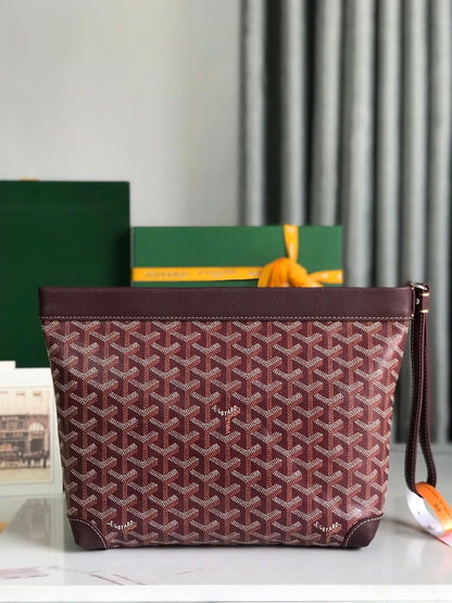 BOLSA CONTI 24 EN PIEL DE CORDERO ROJO VINO Y LONA GOYARDINE