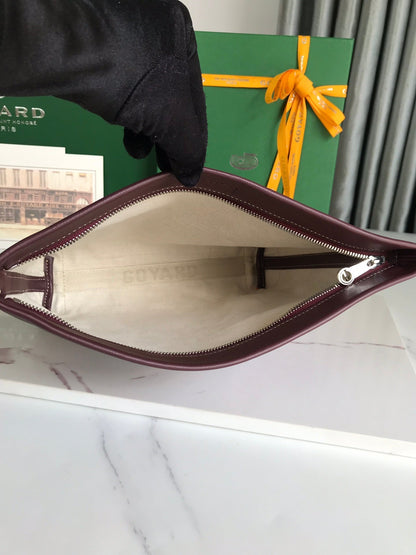 BOLSA CONTI 24 EN PIEL DE CORDERO ROJO VINO Y LONA GOYARDINE