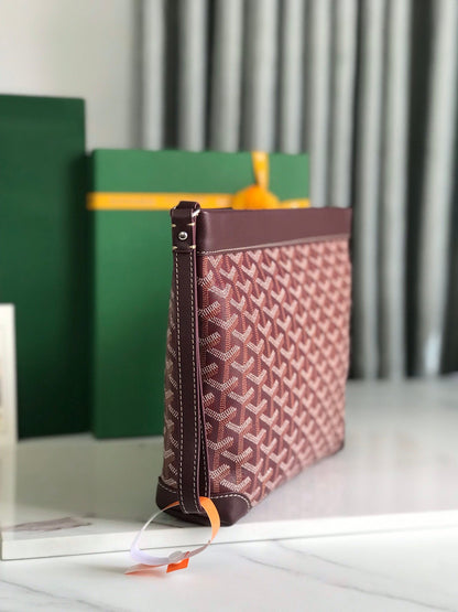 BOLSA CONTI 24 EN PIEL DE CORDERO ROJO VINO Y LONA GOYARDINE