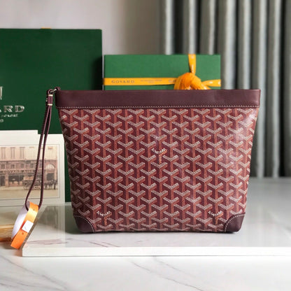 BOLSA CONTI 24 EN PIEL DE CORDERO ROJO VINO Y LONA GOYARDINE