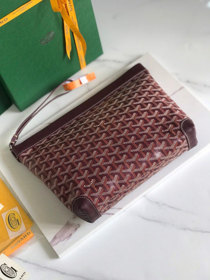 BOLSA CONTI 24 EN PIEL DE CORDERO ROJO VINO Y LONA GOYARDINE