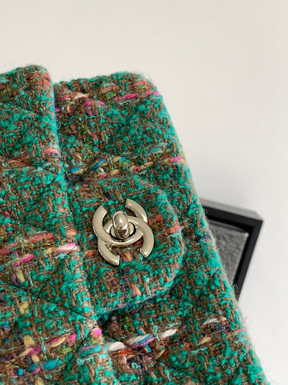 SAC CLASSIQUE CC MEDIUM 20 EN TWEED DE LAINE GREEN FOREST
