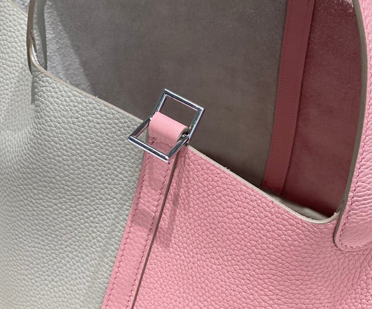 HM PICOTIN LOCK 22 CUERO TOGO CREMA Y ROSA