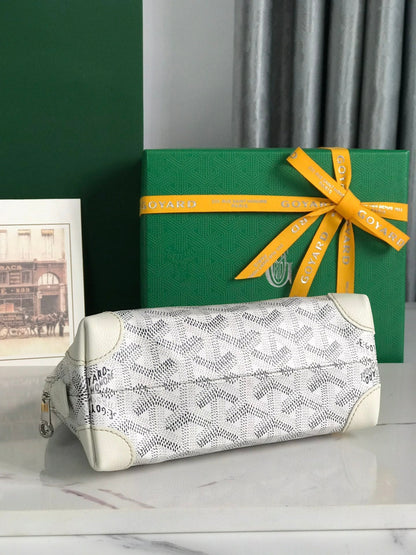 BOLSA DE COSMÉTICOS VEND?ME 17 EN LONA GOYARDINE BLANCA Y RIBETE DE PIEL DE BECERRO