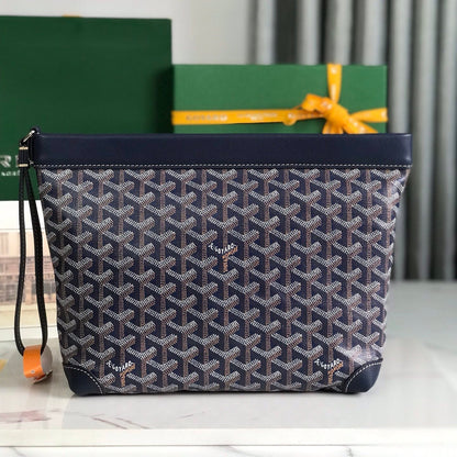 BOLSA CONTI 24 EN PIEL DE CORDERO AZUL MARINO Y LONA GOYARDINE