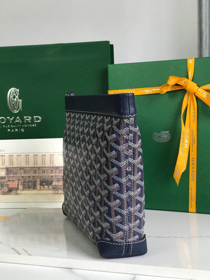 BOLSA CONTI 24 EN PIEL DE CORDERO AZUL MARINO Y LONA GOYARDINE