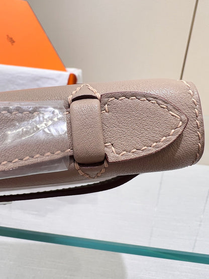 BOLSO DE BOLSILLO HM KELLY 22 CM GRIS ASFALTO SWIFT PLATA HARDWARE