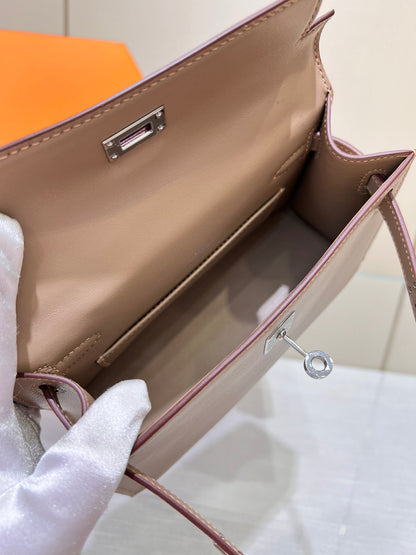 BOLSO DE BOLSILLO HM KELLY 22 CM GRIS ASFALTO SWIFT PLATA HARDWARE