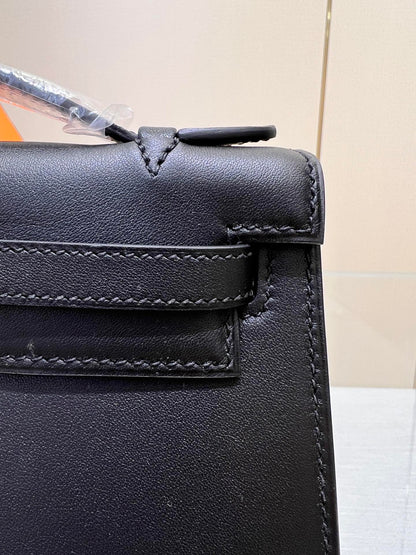 POCHETTE HM KELLY 22CM NOIR SWIFT QUINCAILLERIE OR
