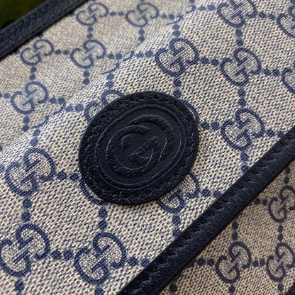 SAC BANDOULIÈRE GG SMALL 21 AVEC ÉTIQUETTE EN TOILE BEIGE ET CUIR DE VEAU NOIR