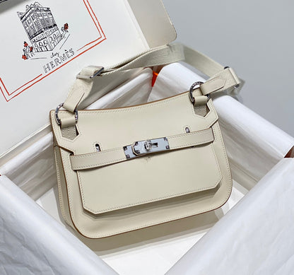 BOLSO BANDOLERA KELLY 23 CM JYPSIERE DE PIEL BLANCA SHW