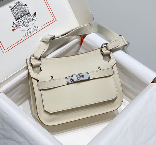 BOLSO BANDOLERA KELLY 23 CM JYPSIERE DE PIEL BLANCA SHW