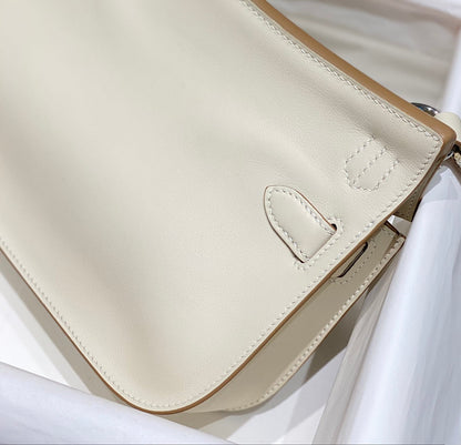 BOLSO BANDOLERA KELLY 23 CM JYPSIERE DE PIEL BLANCA SHW