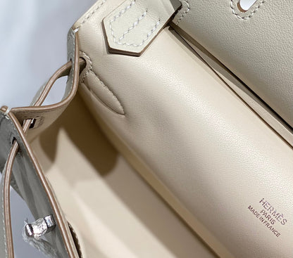 BOLSO BANDOLERA KELLY 23 CM JYPSIERE DE PIEL BLANCA SHW