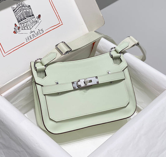 BOLSO BANDOLERA KELLY 23 CM JYPSIERE DE PIEL VERDE CLARO SHW