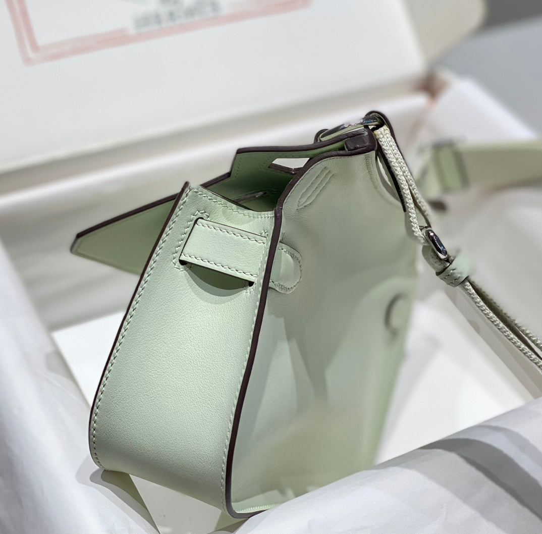 BOLSO BANDOLERA KELLY 23 CM JYPSIERE DE PIEL VERDE CLARO SHW