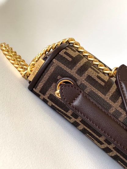 Sac en tissu jacquard Fend Baguette 24 marron FF GHW 