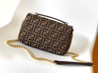 Sac en tissu jacquard Fend Baguette 24 marron FF GHW 