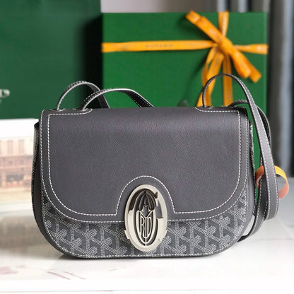 BOLSA 233 25 EN PIEL DE BECERRO GRIS Y LONA GOYARDINA