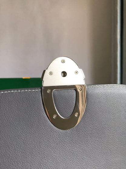 BOLSA 233 25 EN PIEL DE BECERRO GRIS Y LONA GOYARDINA