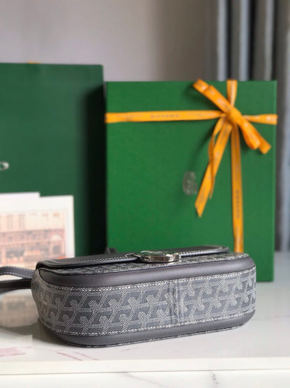 BOLSA 233 25 EN PIEL DE BECERRO GRIS Y LONA GOYARDINA