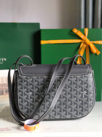 BOLSA 233 25 EN PIEL DE BECERRO GRIS Y LONA GOYARDINA