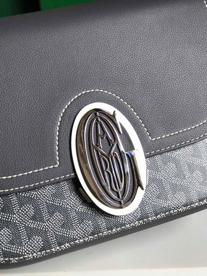 BOLSA 233 25 EN PIEL DE BECERRO GRIS Y LONA GOYARDINA