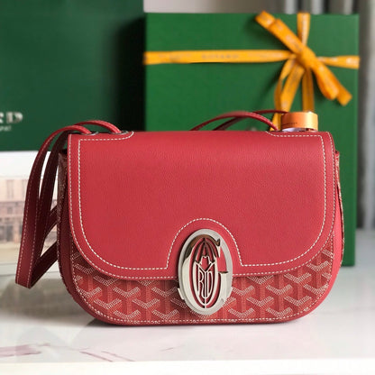 233 SAC 25 EN CUIR DE VEAU ROUGE CLASSIQUE ET TOILE GOYARDINE