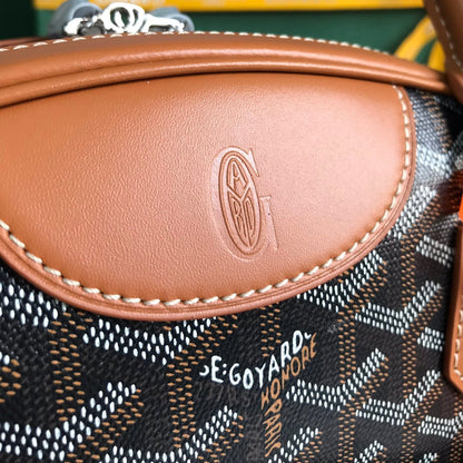 BOLSO SAINT JEANNE 35 EN LONA GOYARDINE MARRÓN Y PIEL DE BECERRO