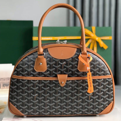 BOLSO SAINT JEANNE 35 EN LONA GOYARDINE MARRÓN Y PIEL DE BECERRO