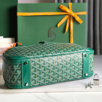 BOLSO SAINT JEANNE 35 EN LONA GOYARDINE VERDE Y PIEL DE BECERRO