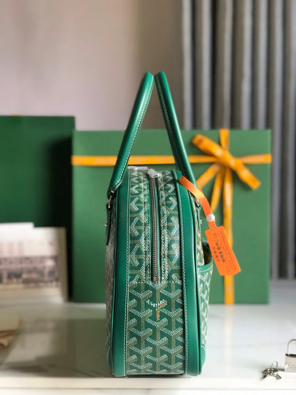 BOLSO SAINT JEANNE 35 EN LONA GOYARDINE VERDE Y PIEL DE BECERRO