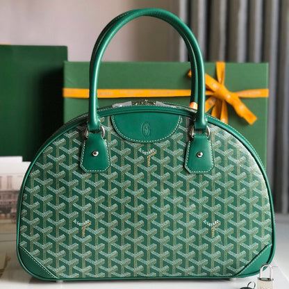 BOLSO SAINT JEANNE 35 EN LONA GOYARDINE VERDE Y PIEL DE BECERRO