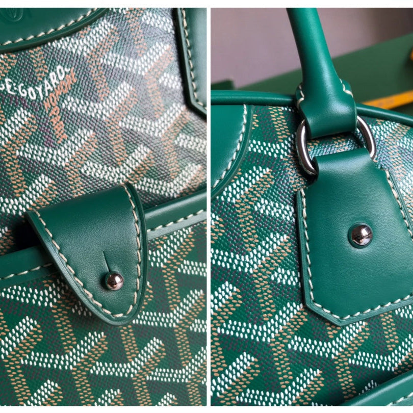 BOLSO SAINT JEANNE 35 EN LONA GOYARDINE VERDE Y PIEL DE BECERRO