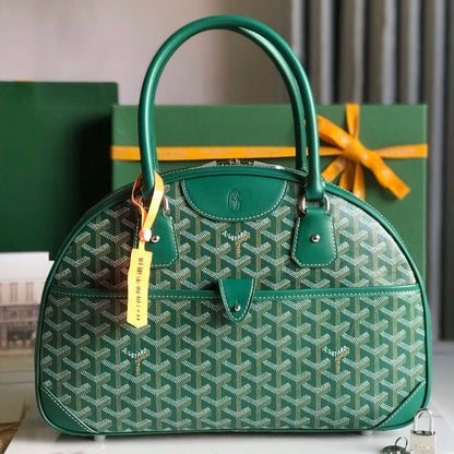 BOLSO SAINT JEANNE 35 EN LONA GOYARDINE VERDE Y PIEL DE BECERRO