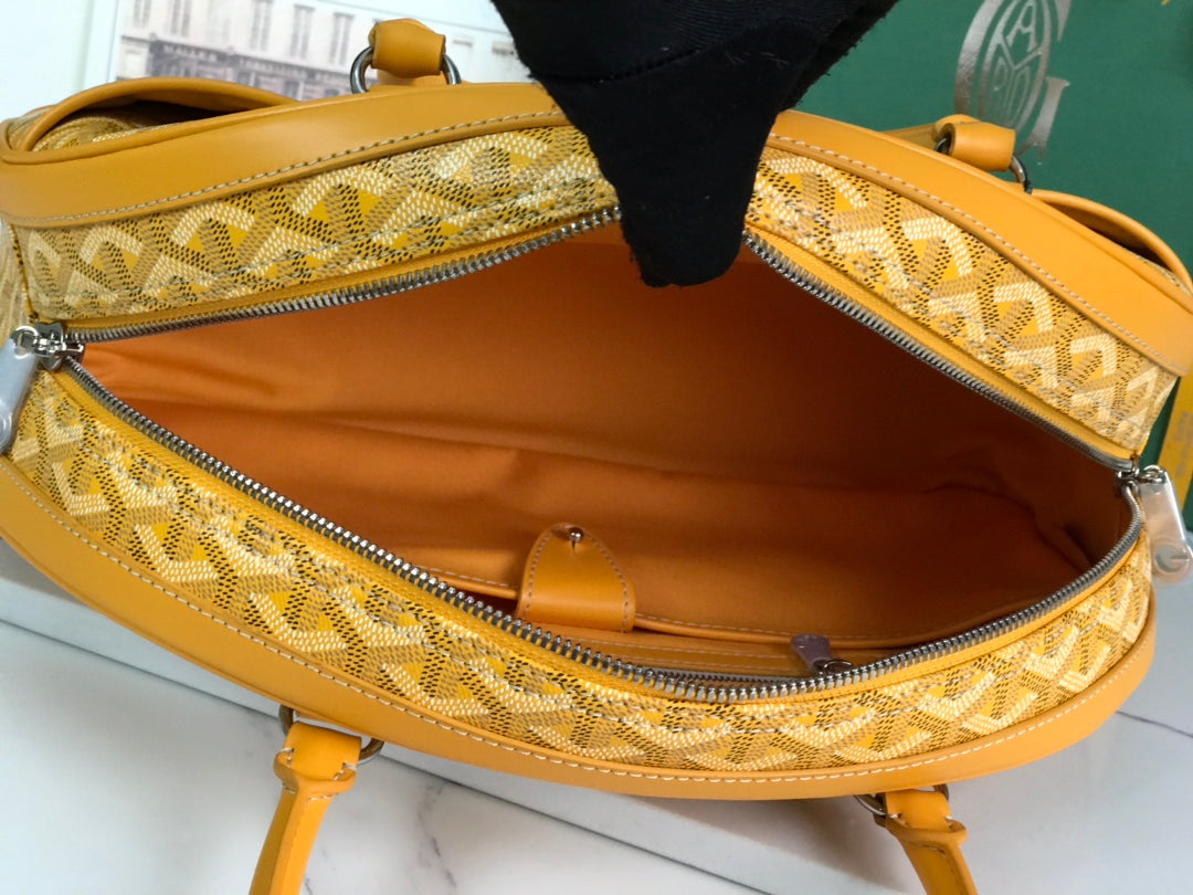 BOLSO SAINT JEANNE 35 EN LONA GOYARDINE AMARILLA Y PIEL DE BECERRO