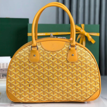 BOLSO SAINT JEANNE 35 EN LONA GOYARDINE AMARILLA Y PIEL DE BECERRO