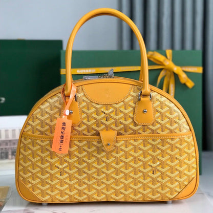 BOLSO SAINT JEANNE 35 EN LONA GOYARDINE AMARILLA Y PIEL DE BECERRO