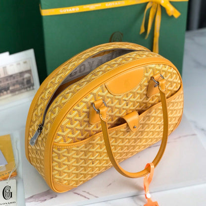 BOLSO SAINT JEANNE 35 EN LONA GOYARDINE AMARILLA Y PIEL DE BECERRO