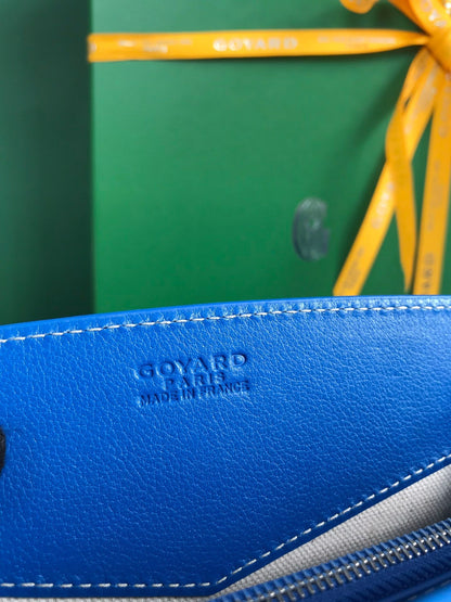 MINI BOLSO ROUETTE STRUCTUR¨¦ 21 EN LONA GOYARDINE AZUL ZAFIRO Y PIEL DE BECERRO