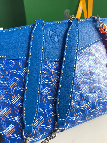 MINI BOLSO ROUETTE STRUCTUR¨¦ 21 EN LONA GOYARDINE AZUL ZAFIRO Y PIEL DE BECERRO