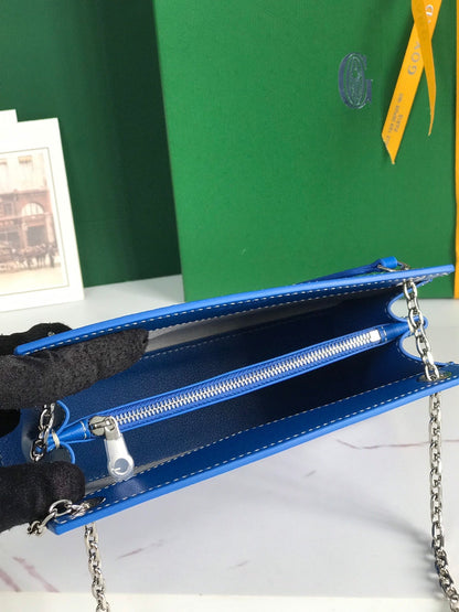 MINI BOLSO ROUETTE STRUCTUR¨¦ 21 EN LONA GOYARDINE AZUL ZAFIRO Y PIEL DE BECERRO
