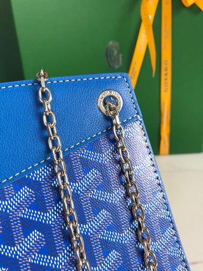 MINI BOLSO ROUETTE STRUCTUR¨¦ 21 EN LONA GOYARDINE AZUL ZAFIRO Y PIEL DE BECERRO