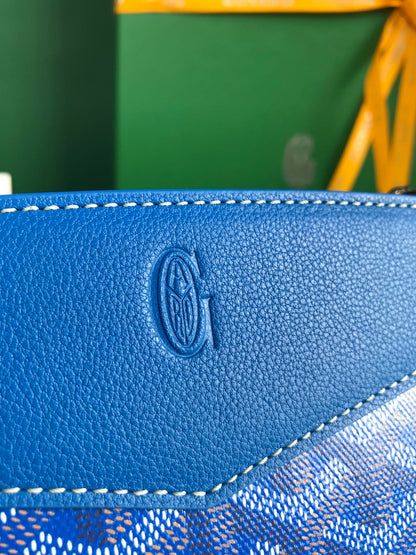 MINI BOLSO ROUETTE STRUCTUR¨¦ 21 EN LONA GOYARDINE AZUL ZAFIRO Y PIEL DE BECERRO