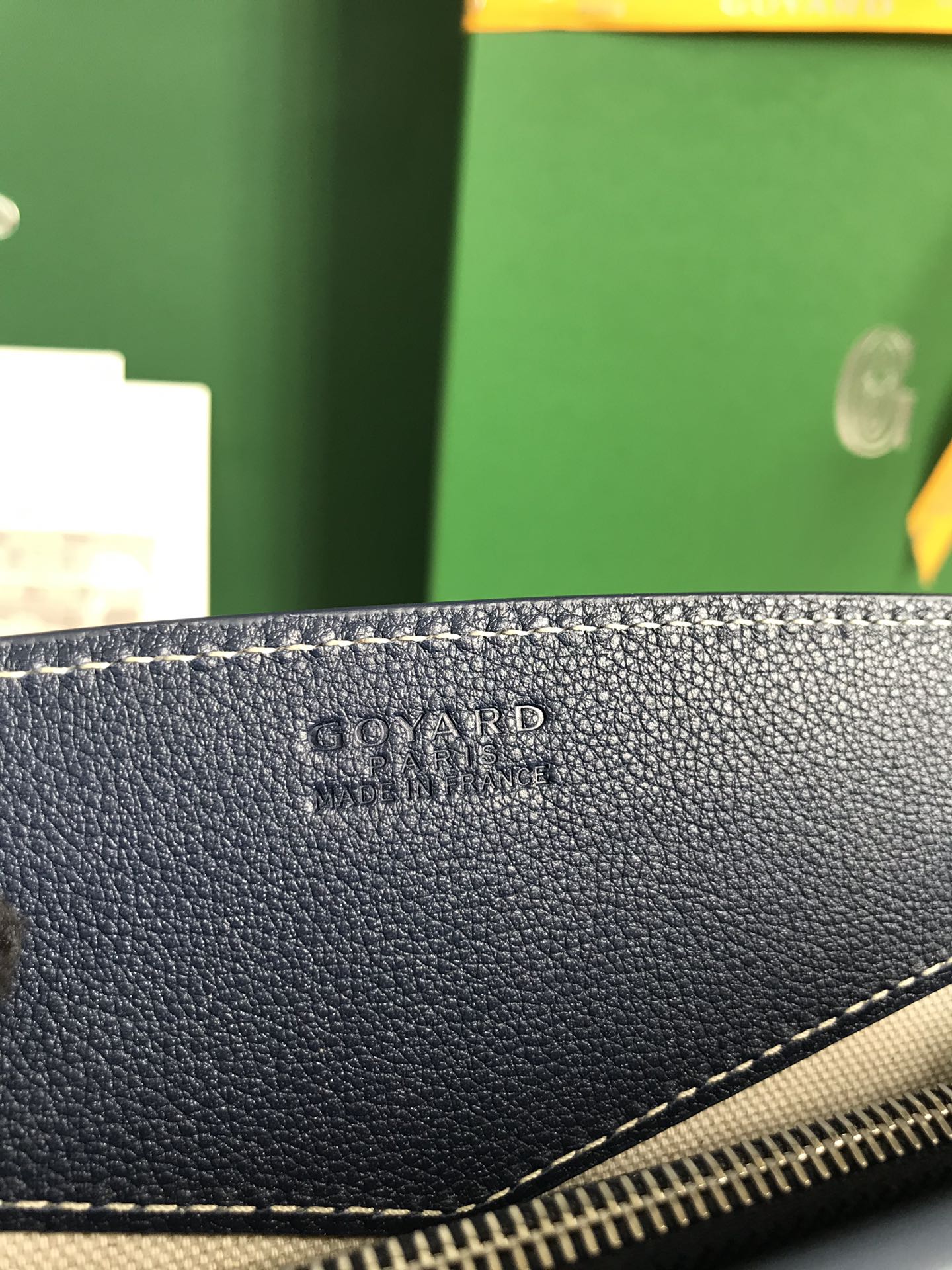 MINI BOLSO ROUETTE STRUCTUR¨¦ 21 EN LONA GOYARDINE AZUL MARINO Y PIEL DE BECERRO