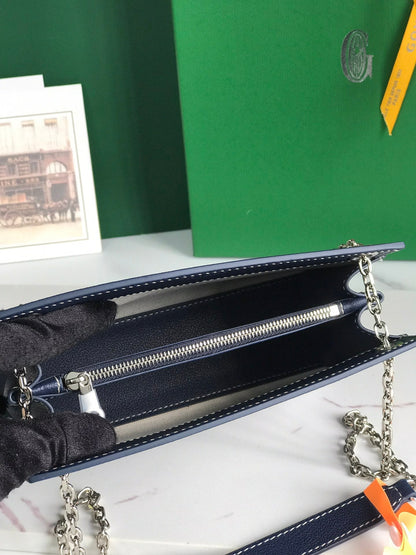 MINI BOLSO ROUETTE STRUCTUR¨¦ 21 EN LONA GOYARDINE AZUL MARINO Y PIEL DE BECERRO