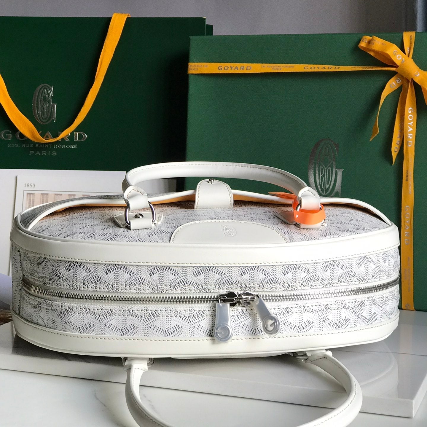 BOLSO SAINT JEANNE 35 EN LONA GOYARDINE BLANCA Y PIEL DE BECERRO