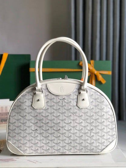 BOLSO SAINT JEANNE 35 EN LONA GOYARDINE BLANCA Y PIEL DE BECERRO