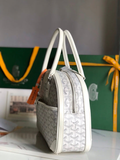 BOLSO SAINT JEANNE 35 EN LONA GOYARDINE BLANCA Y PIEL DE BECERRO